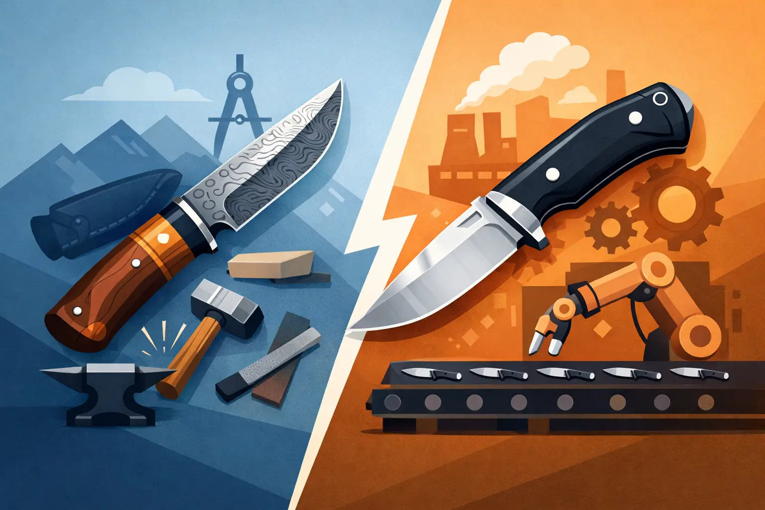 Custom Knife vs Production Knife