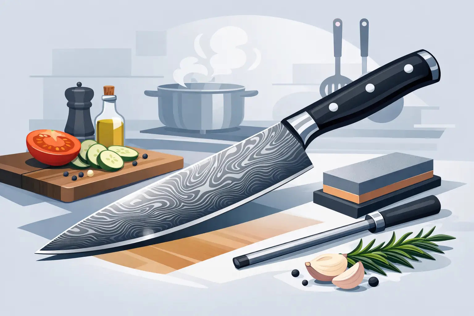 Damascus Kitchen Knife Guide for Serious Cooks