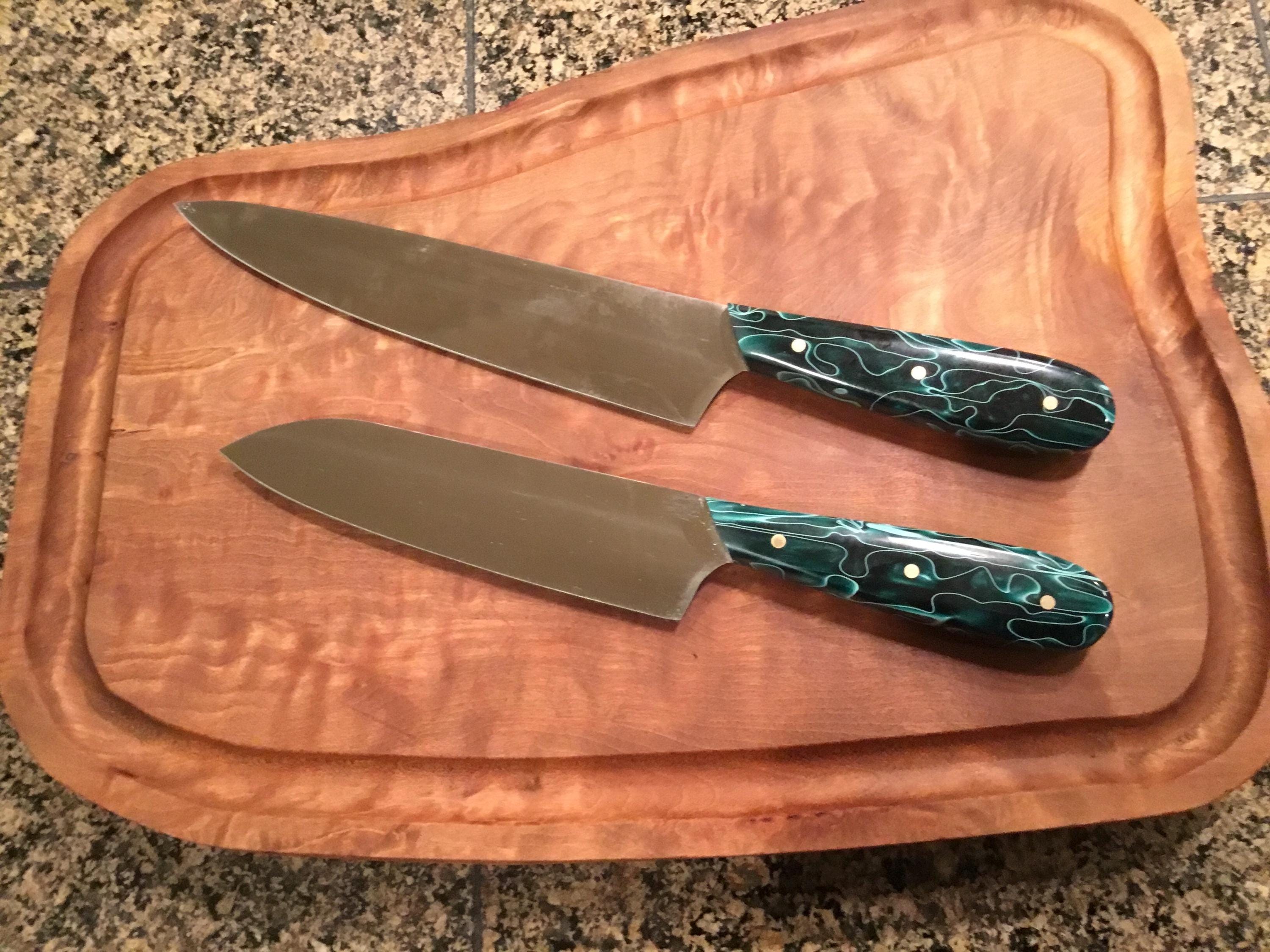 Chef Set And Solid Maple burl cutting board