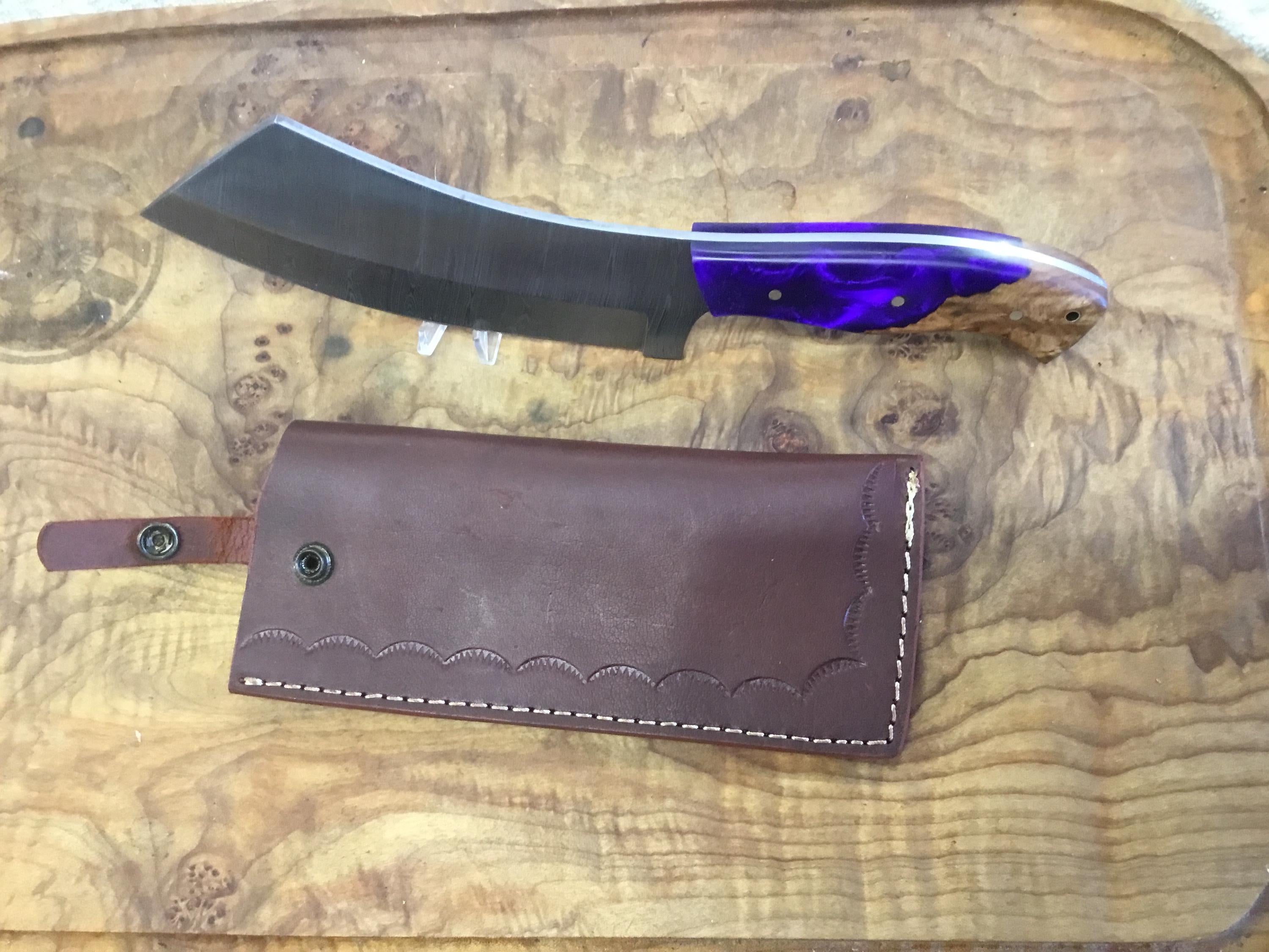 Beautiful Damascus meat cleaver