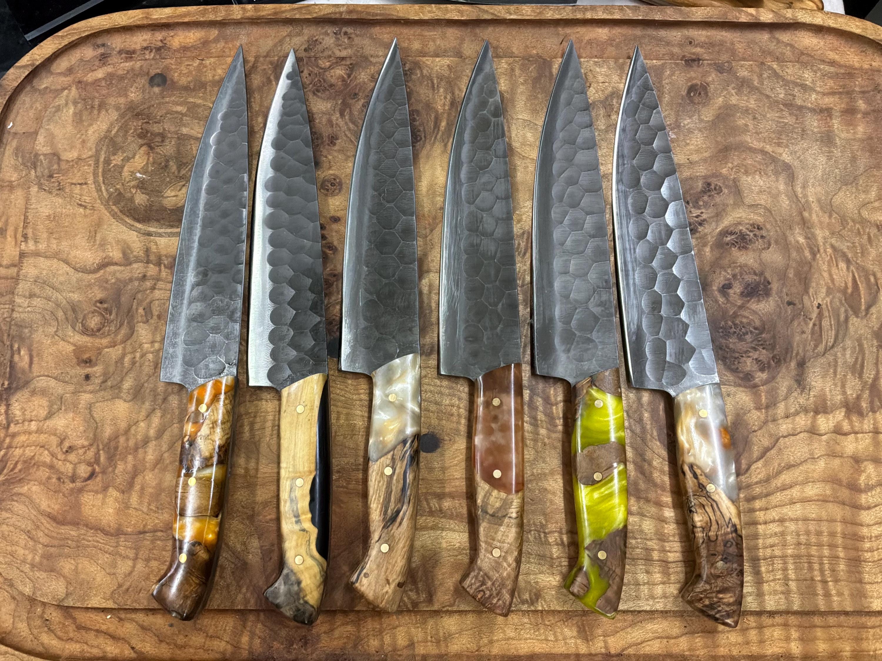 8”  5160 hammered spring steel Chef blades