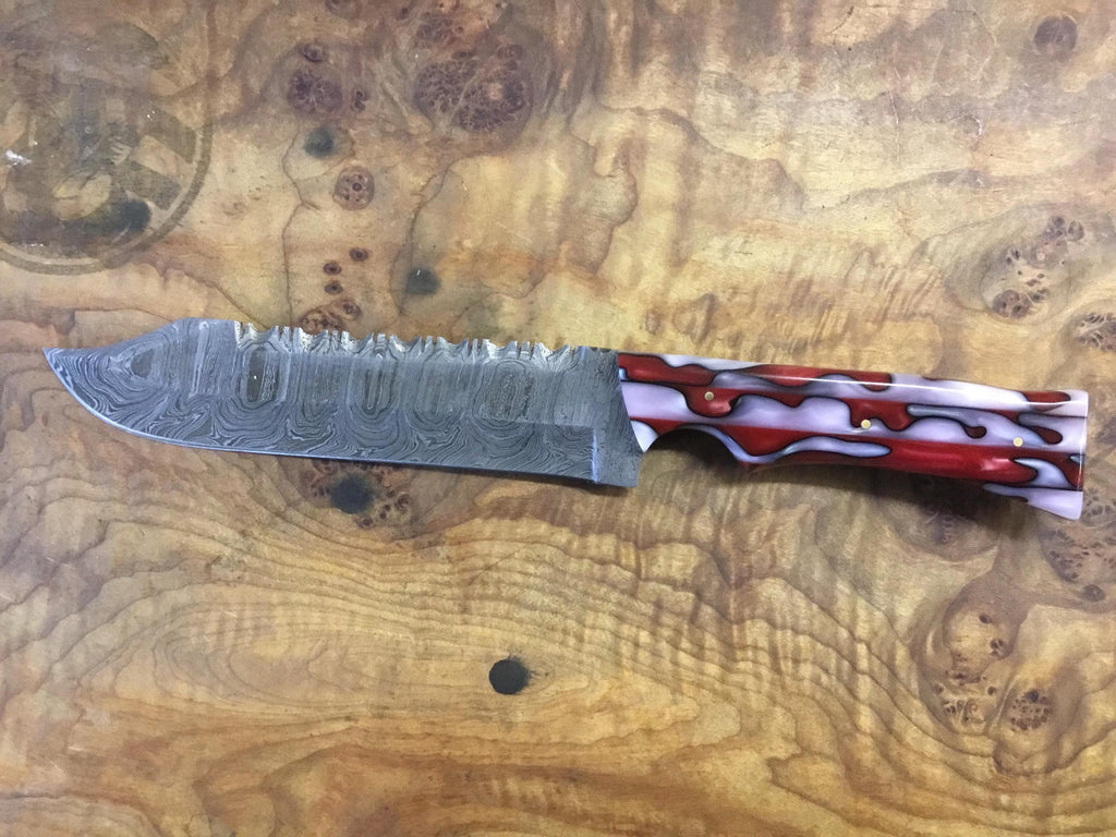 Full tang custom handmade forged Damascus steel Bowie style knife