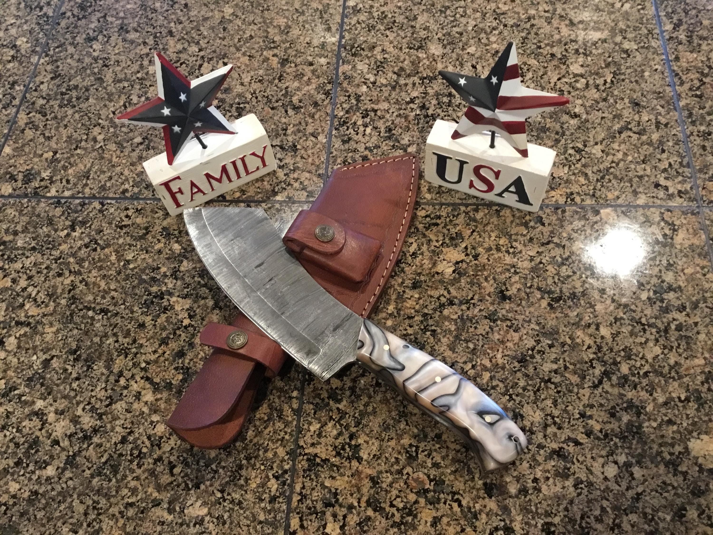 Beautiful Damascus meat cleaver