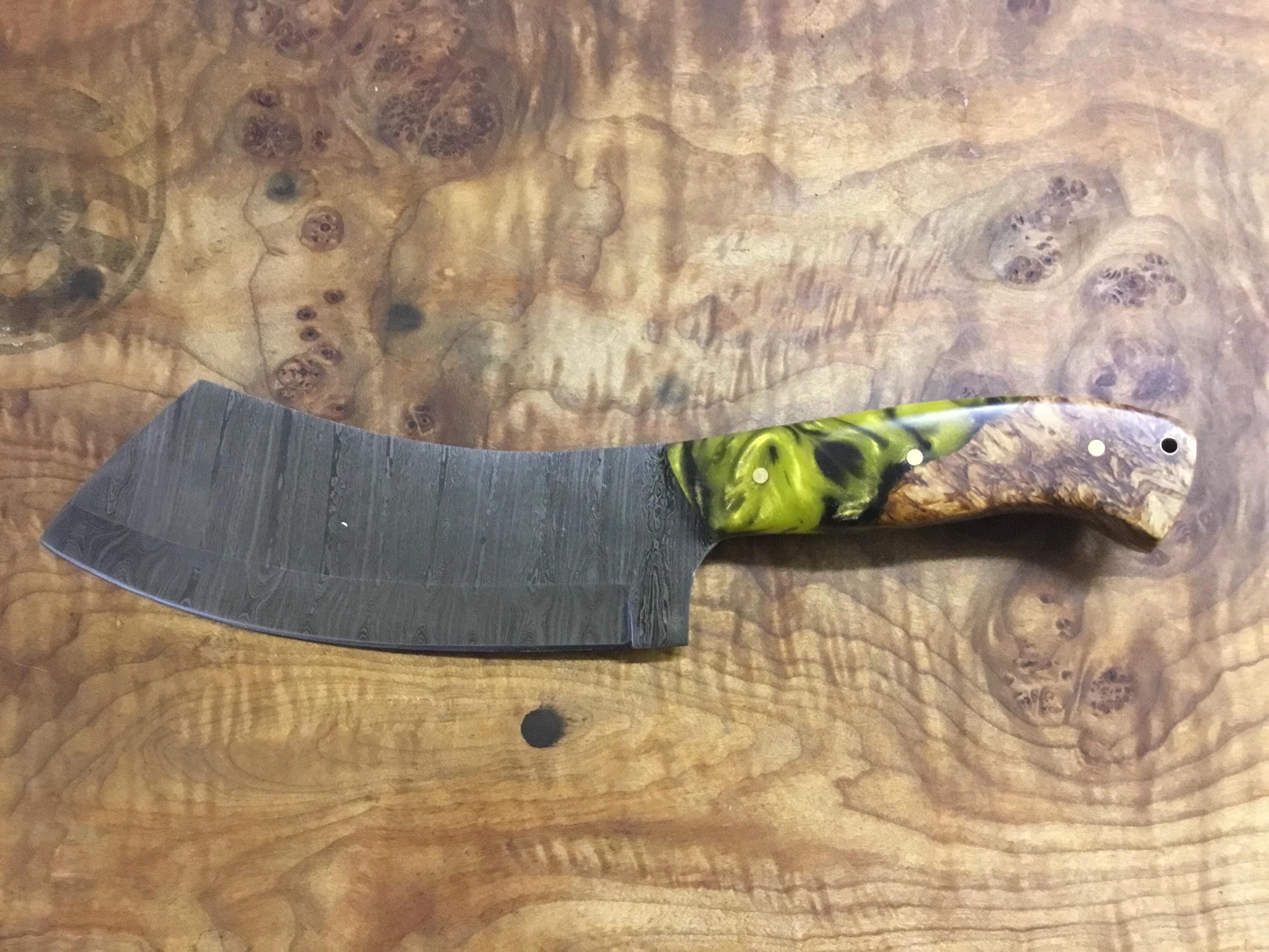 Beautiful Damascus meat cleaver