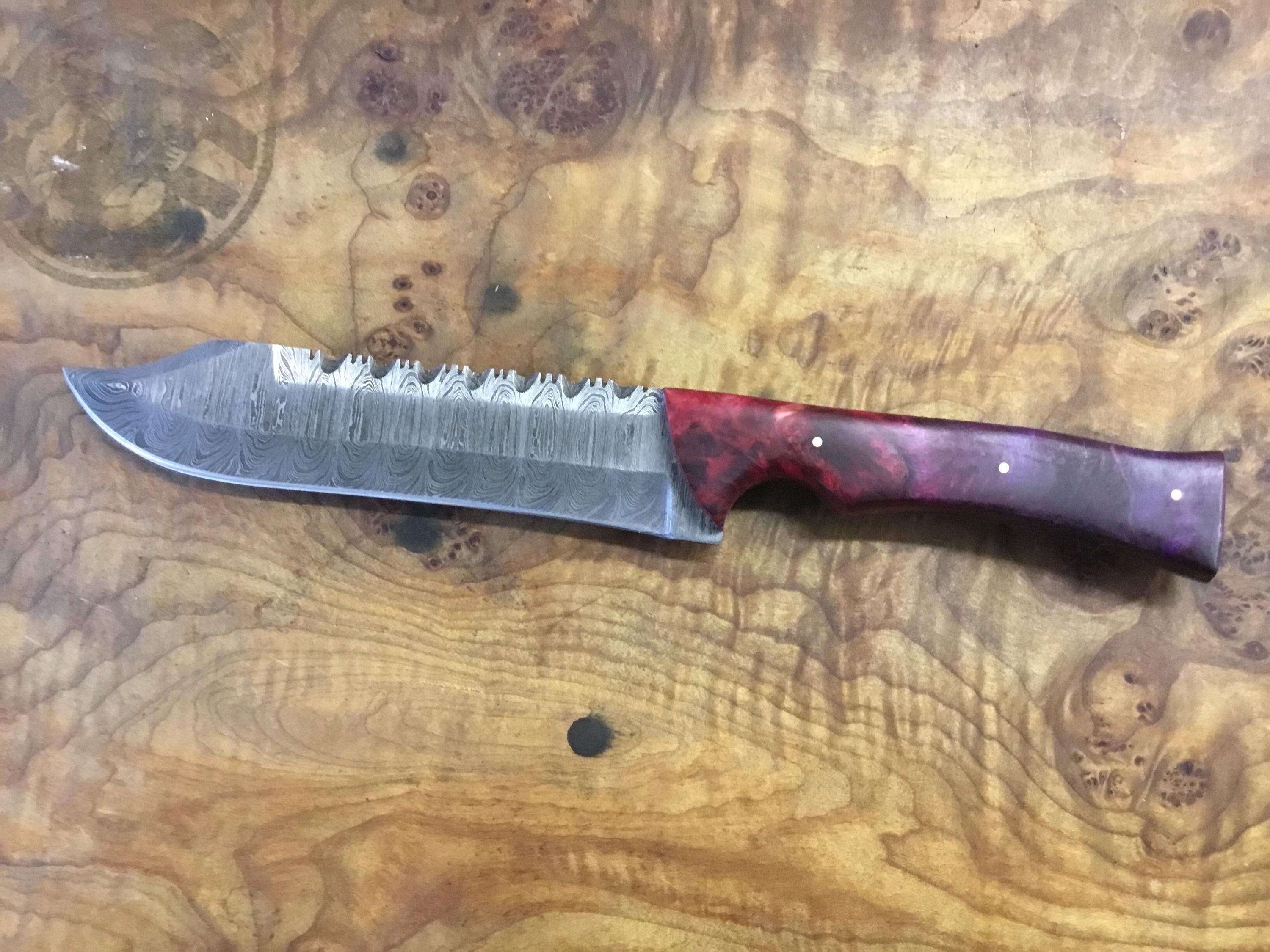 Full tang custom handmade forged Damascus steel Bowie style knife