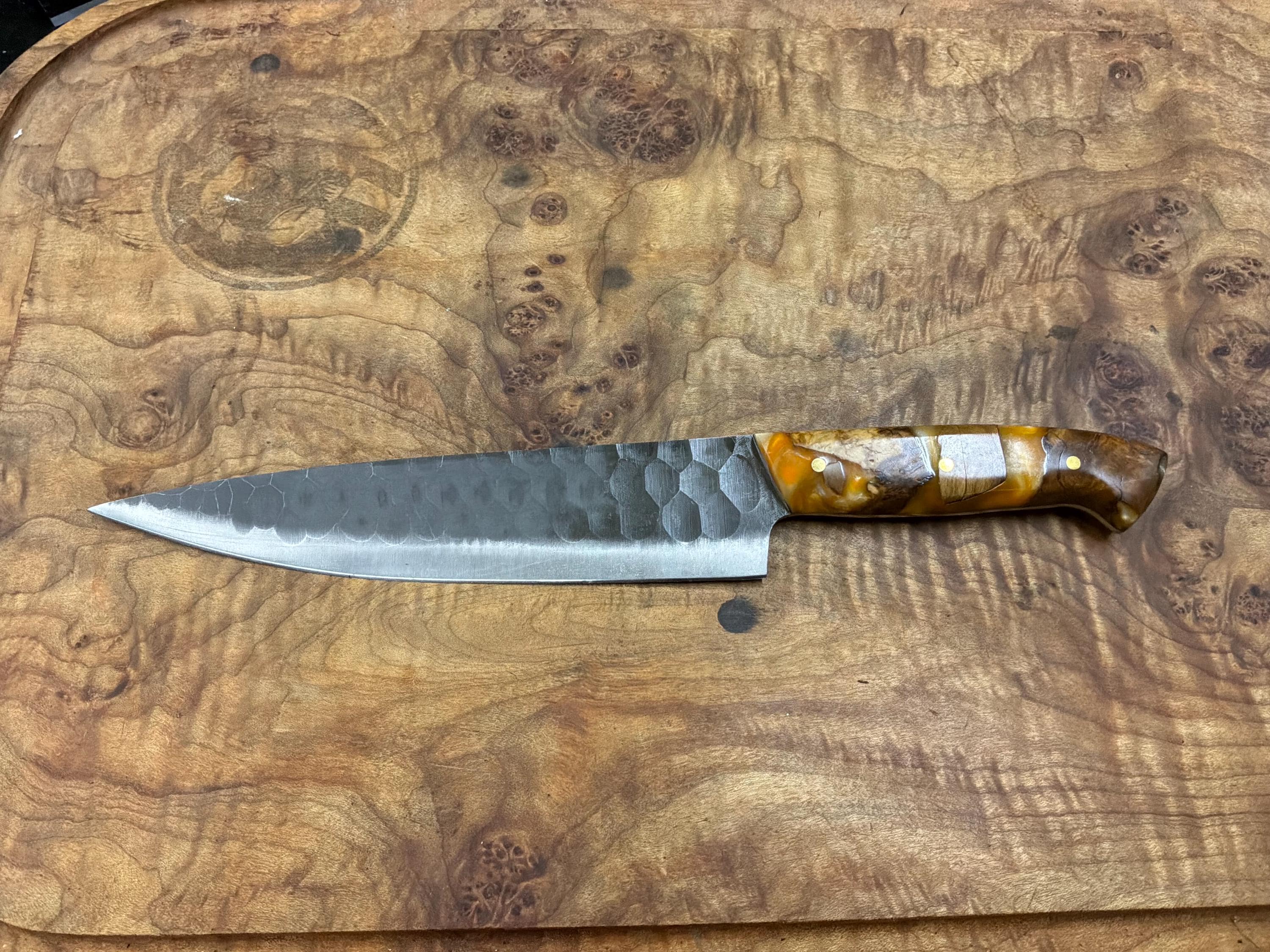 8”  5160 hammered spring steel Chef blades
