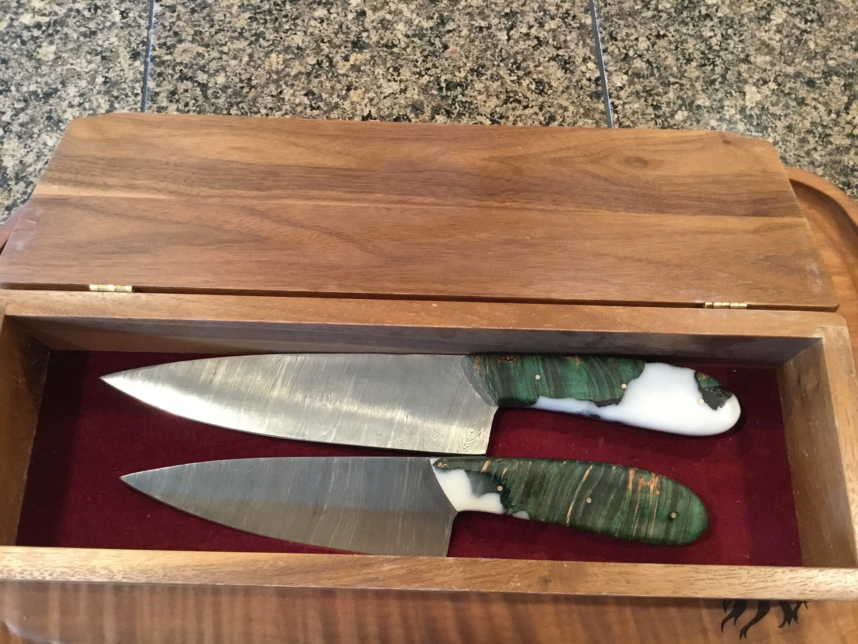 Beautiful Damascus chef gift box set